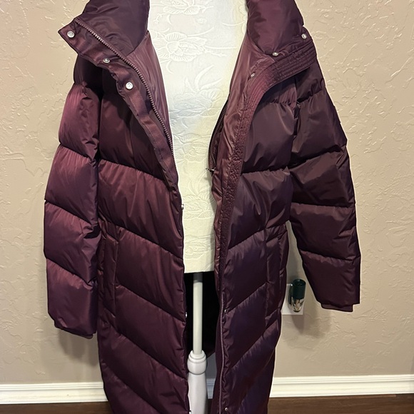 Athleta Burgundy Long Puffer Coat - Picture 3 of 7